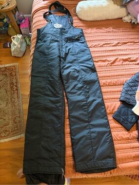 Black Insulated Snow Bib Overalls
